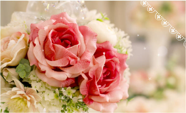結婚式・披露宴　会場装花、ブーケ　全体のバランスを考えたあなたに似合うお花のトータルアドバイス